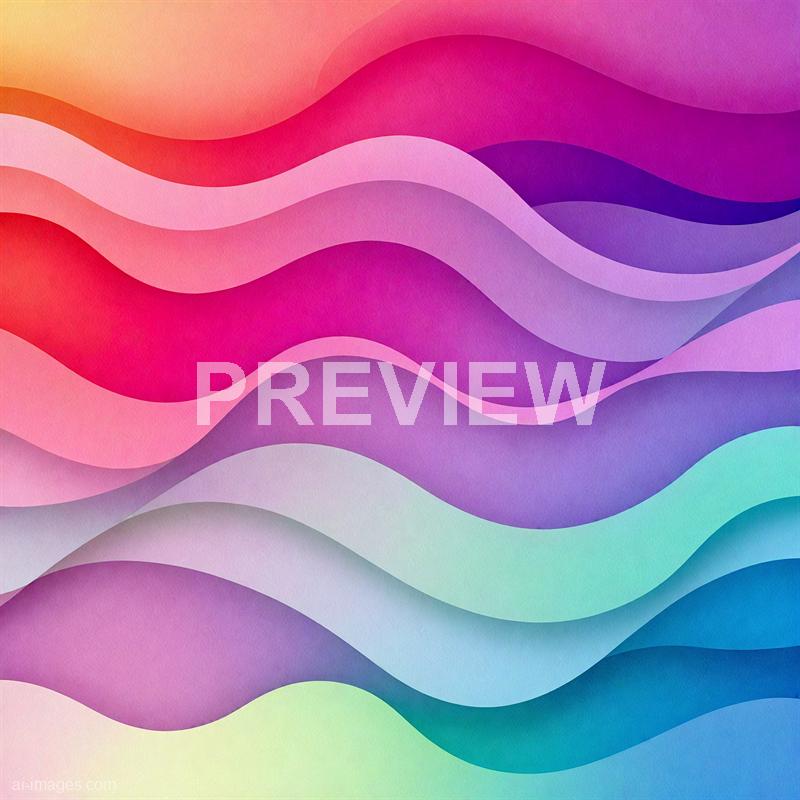 The image features a vibrant, abstract pattern composed of multiple wavy lines that flow horizontally across the canvas. The colors transition smoothly from warm reds and pinks on the left to cooler purples, blues, and greens on the right, creating a dynamic and harmonious gradient effect. The texture appears soft and watercolor-like, adding a sense of fluidity and movement to the overall composition.